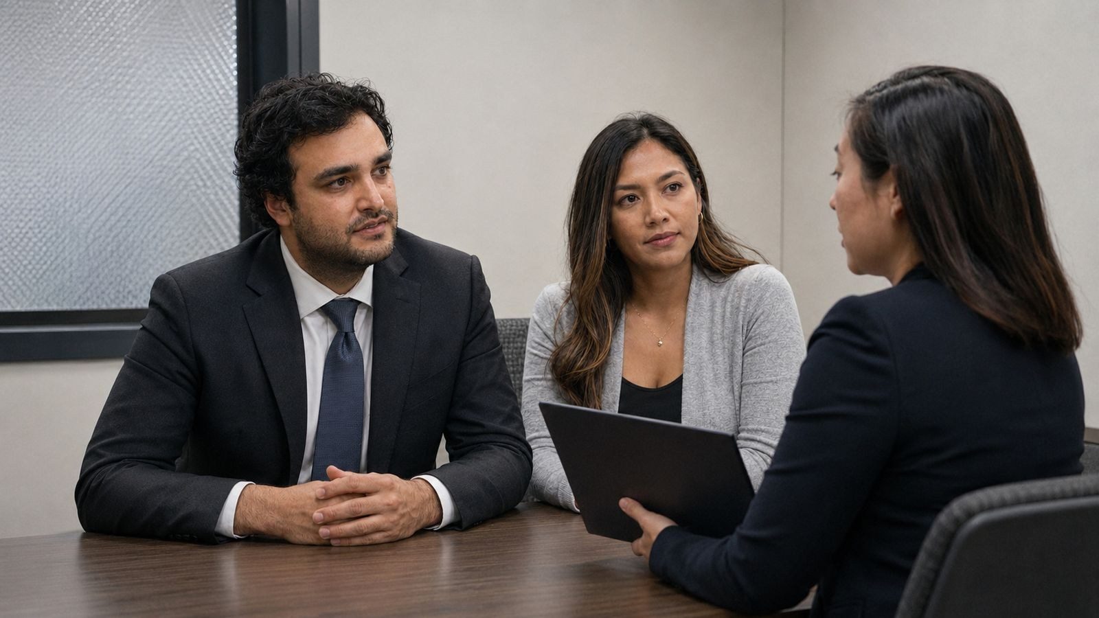 Alexander Susi meeting with a client and an interpreter